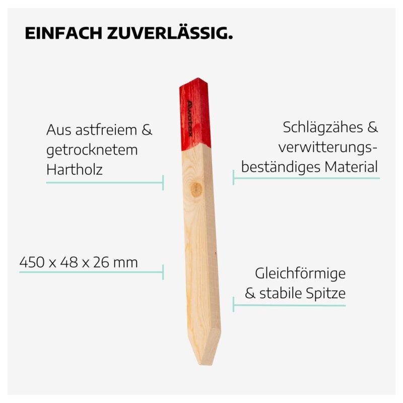 Messpflock Holz 450 x 48 x 26 mm